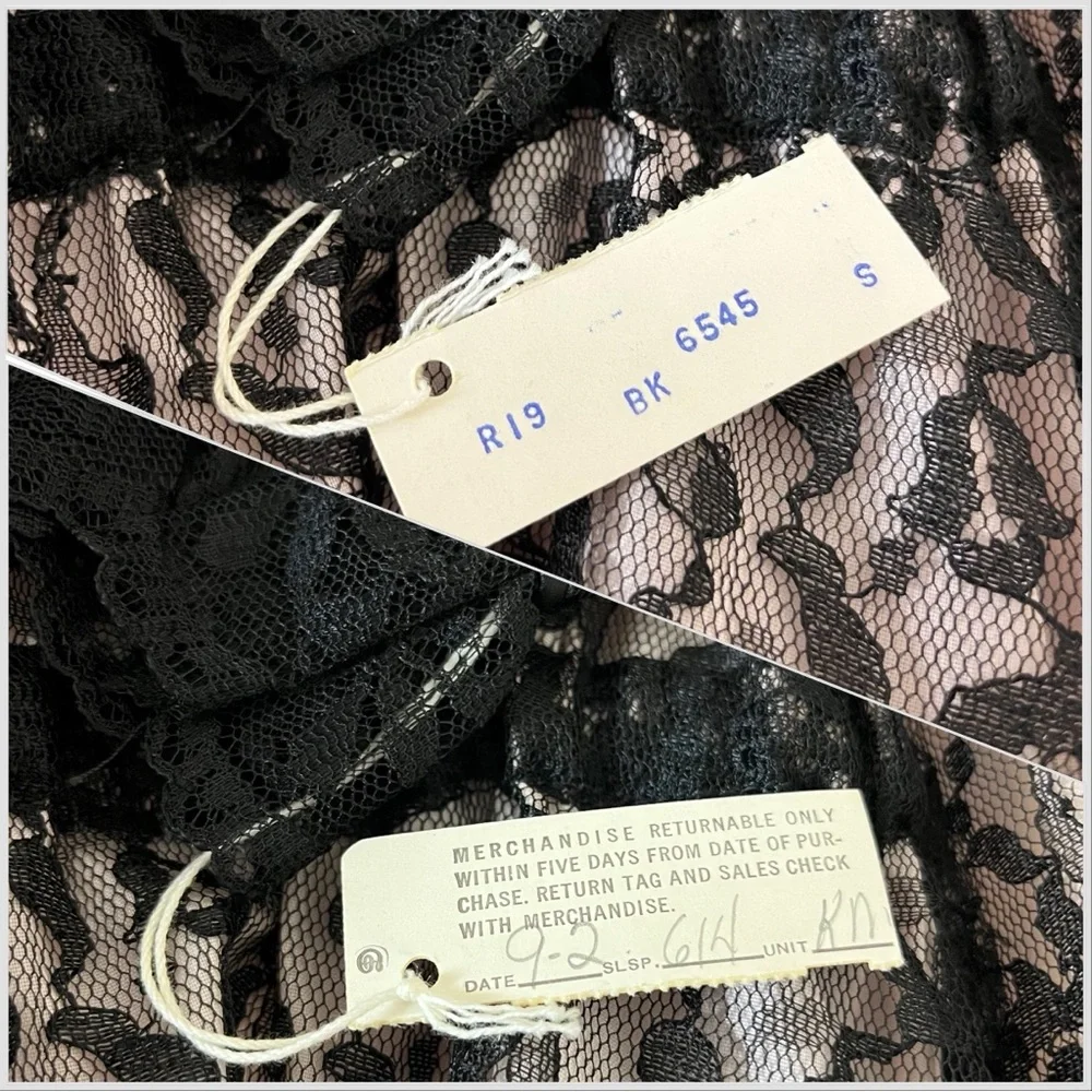 Union Made Fashions by Marilyn Pink with Black Lace Overlay Belted Robe Small